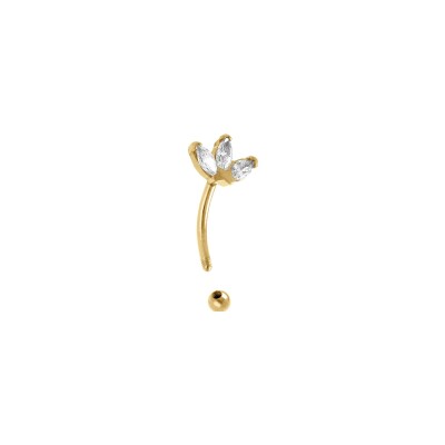 Piercing acier doré oreille rook et arcade oxydes blancs
