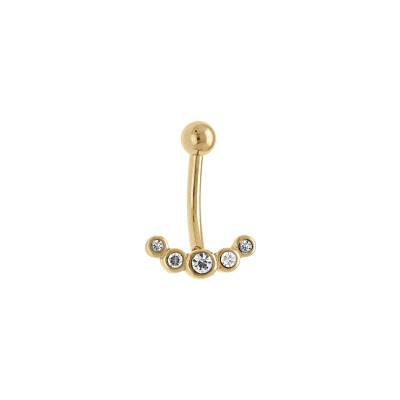 Piercing acier doré oreille rook et arcade 5 oxdes blancs sertis clos
