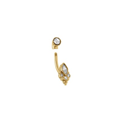 Piercing acier doré oreille rook et arcade oxyde blanc