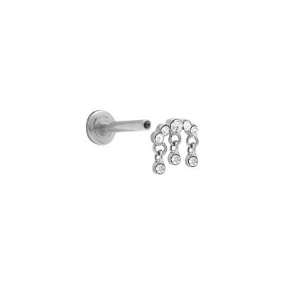 Piercing acier oreille hélix et tragus oxydes blancs