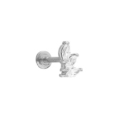 Piercing acier oreille helix, tragus oxyde blanc