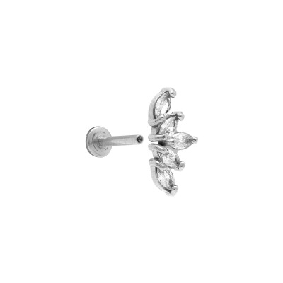 Piercing acier oreill helix, tragus oxydes blancs