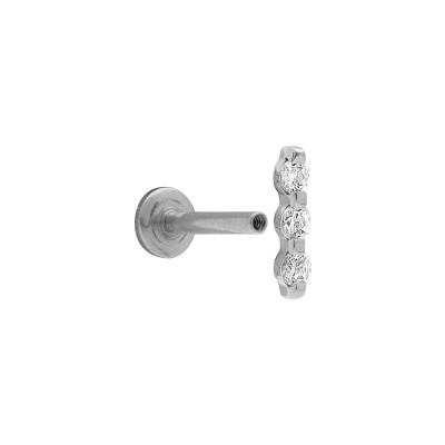 Piercing acier oreille helix, tragus oxydes blancs