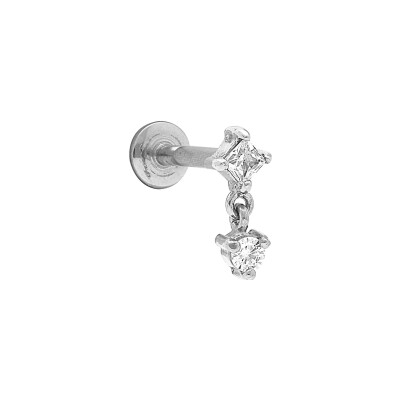 Piercing acier oreille helix, tragus oxydes blancs