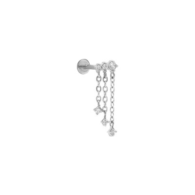 Piercing acier oreille pendant 3 rangs helix, tragus