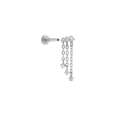 Piercing acier oreille pendant 3 rangs helix, tragus