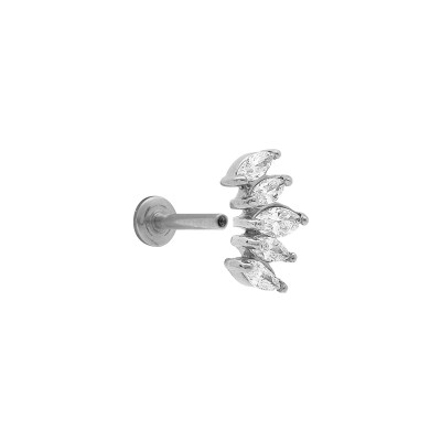 Piercing acier oreille helix, tragus oxydes blancs