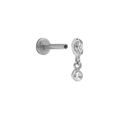 Piercing acier oreille helix, tragus oxyde blanc