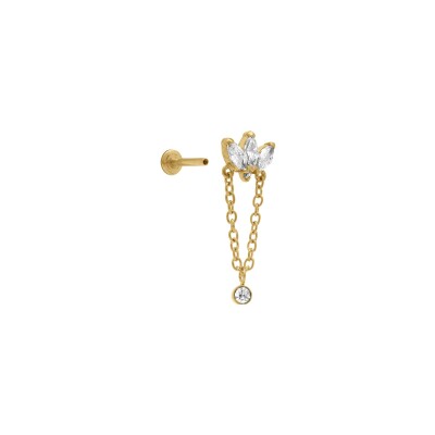 Piercing acier doré oreille helix oxydes blancs