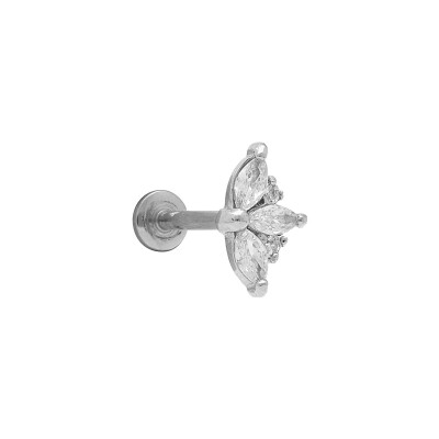 Piercing acier oreille helix, tragus oxydes blancs