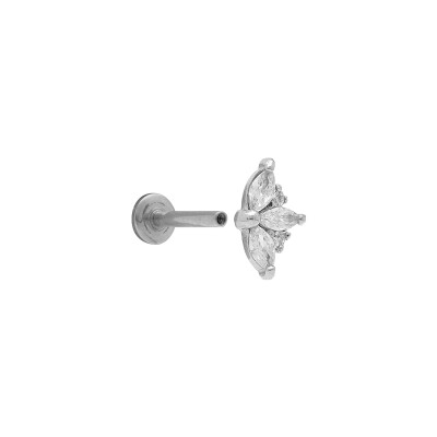 Piercing acier oreille helix, tragus oxydes blancs