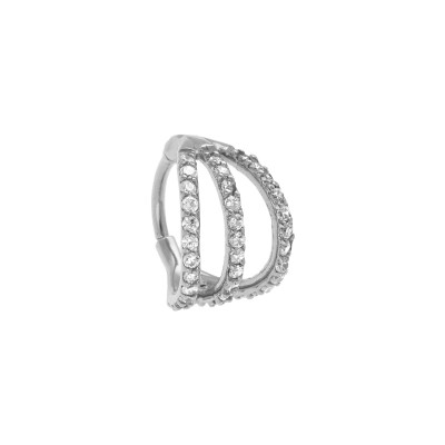 Piercing acier oreille helix 3 rangs oxydes blancs