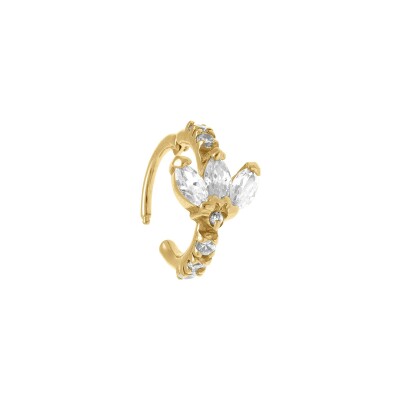 Piercing acier doré oreille helix, rook anneau oxydes blancs