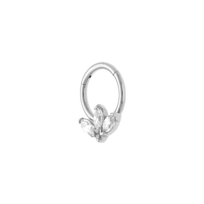 Piercing acier oreille helix, tragus, daith anneaux oxydes blancs