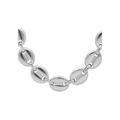 Collier acier maille grain café massive 11mm 55cm