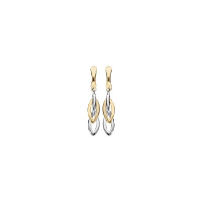 Boucles d'oreilles clip bicolore pendante
