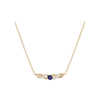 Collier vermeil saphir véritable et topazes blanches 42+3cm