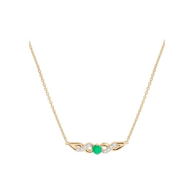 Collier vermeil emeraude véritable et topazes blanches 42+3cm