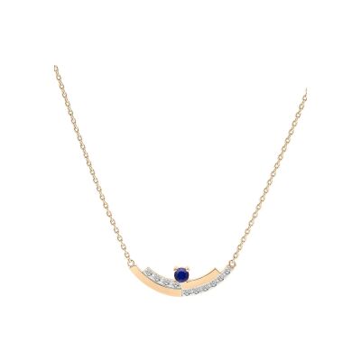 Collier vermeil saphir véritable et topazes blanches serties 42+3cm