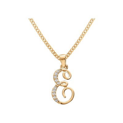 Collier vermeil pendentif initiale e oxydes blancs sertis 42+3cm