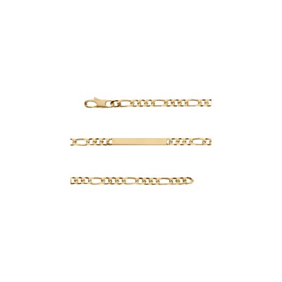 Bracelet identite 1+3 4mm plaqué or 18cm