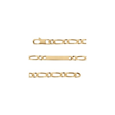 Bracelet identite 1+1 6mm plaqué or 18,5cm
