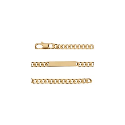Bracelet identite gourmette 6mm plaqué or 18,5cm