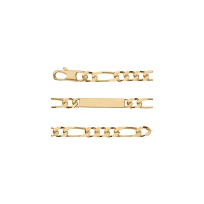 Bracelet identite 1+3 /8mm plaqué or 21cm