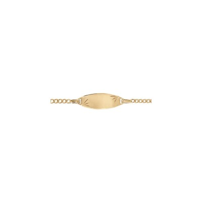 Bracelet identite bb gourmette ovale 15/13cm dimante étoile plaqué or