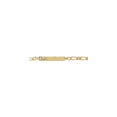 Bracelet identite enfant 1+1 16/14cm plaque droite avec cristal plaqué or