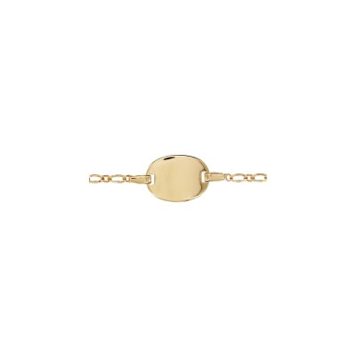 Bracelet identite bebe 1+1 15/13cm plaque ovale plaqué or