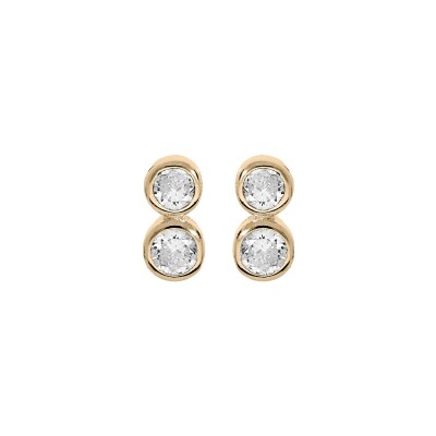Boucles d'oreilles tige plaqué or 2 oxydes blancs sertis clos