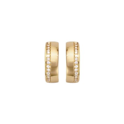 Boucles d'oreilles tige plaqué or demi créole oxydes blancs sertis