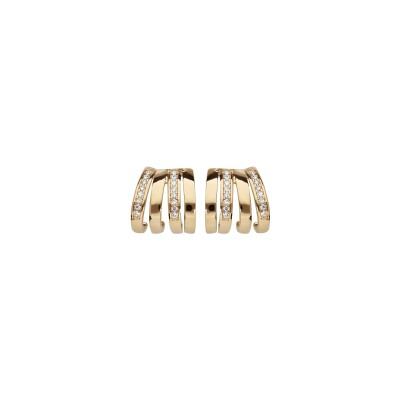 Boucles d'oreilles tige plaqué or demi Boucles d'oreilles créoles triple avec oxydes blancs sertis