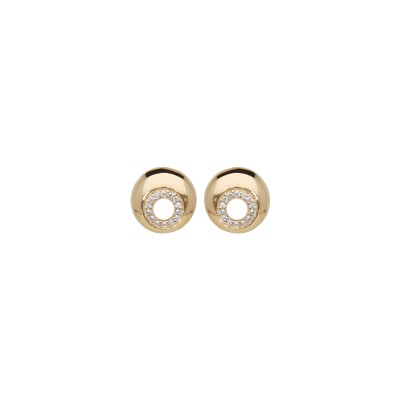 Boucles d'oreilles tige plaqué or rond percé oxydes blancs sertis