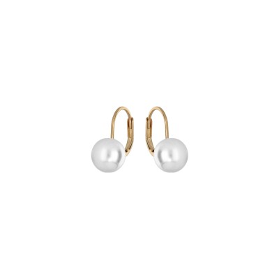 Boucles d'oreilles plaqué or dormeuse perle imitation 8mm blanche