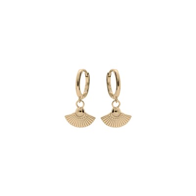 Boucles d'oreilles plaqué or système créole éventail