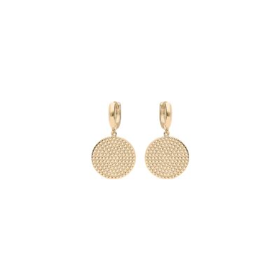 Boucles d'oreilles plaqué or système Boucles d'oreilles créoles forme ronde motif pointille