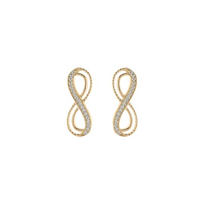 Boucles d'oreilles tige plaqué or infini oxydes blancs sertis