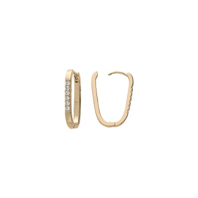 Boucles d'oreilles plaqué or Boucles d'oreilles créoles rectangulaire oxydes blancs sertis