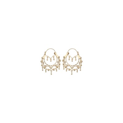 Boucles d'oreilles créoles ethniques plaqué or cristal blanc diam 45mm