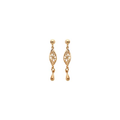 Boucles d'oreilles tige plaqué or motifs anciens pendant