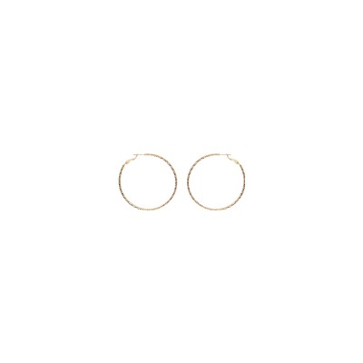 Boucles d'oreilles créoles plaqué or diamantée 55mm tige et clapet