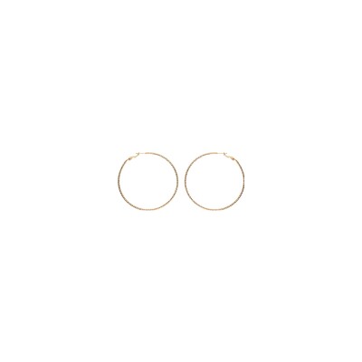 Boucles d'oreilles créoles plaqué or diamantée 65mm tige et clapet