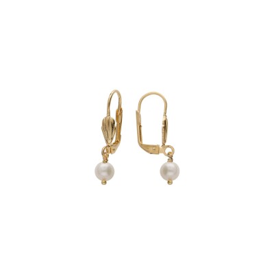 Boucles d'oreilles plaqué or dormeuse perle de culture d'eau douce 6mm