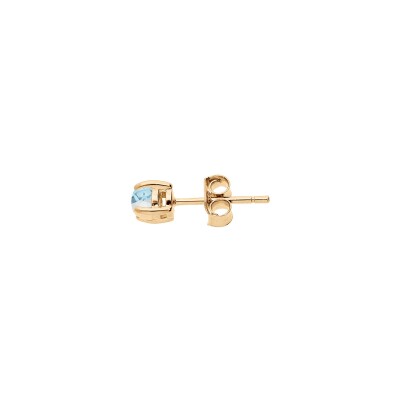 Boucles d'oreilles tige plaqué or pierre véritable topaze bleu 4mm