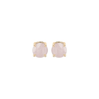 Boucles d'oreilles tige plaqué or pierre véritable quartz rose 4mm
