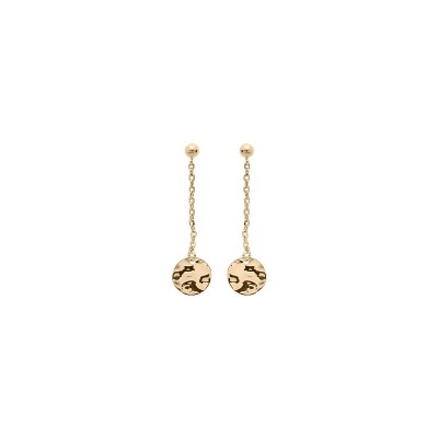 Boucles d'oreilles tige plaqué or pendante pastilles martelées