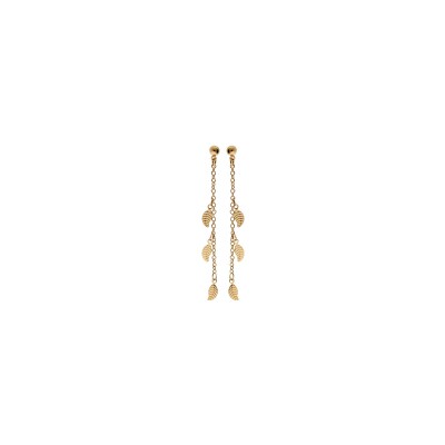 Boucles d'oreilles tige plaqué or penfdante feuilles