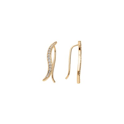 Boucles d'oreilles plaqué or pointe avec oxydes blancs sertis